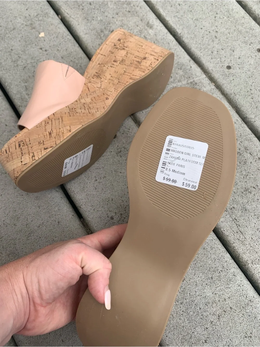 NWT Cork Wedge Slide Sandals | Blush Pink Platform Slides